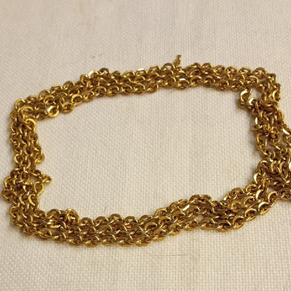 Gold Rope Chain Necklace - Elegant Women’s Jewelry, Trifari Crown, 52 Inches EUC